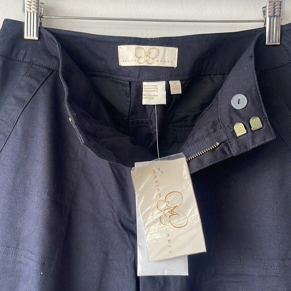 NWT Y2K Mariah Carey Dark Navy Blue Cropped Capri Cargo Pants Size 8 - Picture 8 of 14
